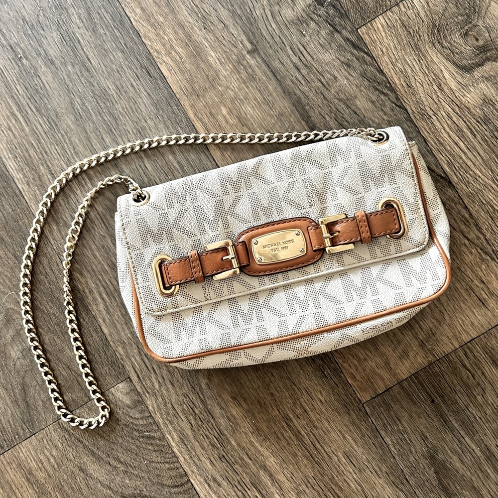 Michael Kors Mini Monogram Crossbody Bag w/ Chain Strap